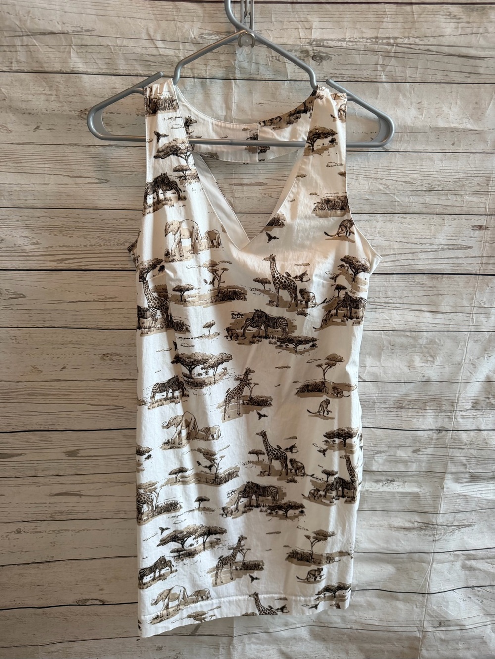 Banana Republic Cream Dress with Safari Print